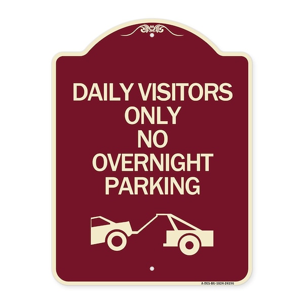 Signmission Day Visitors No Overnight Parking W/ Graphic Heavy-Gauge Aluminum Sign, 24" x 18", BU-1824-24196 A-DES-BU-1824-24196 - main